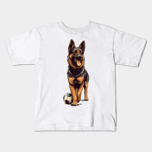 Ball Fetching Champion: German Shepherd with a Ball Kids T-Shirt